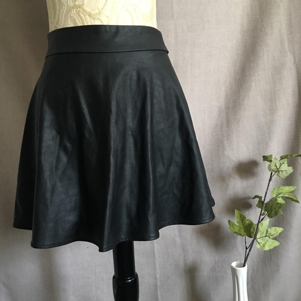 Black faux leather